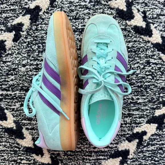 Adidas Gazelle Sneaker mint green purple and gum women’s size 7.5 sneaker - Picture 2 of 9